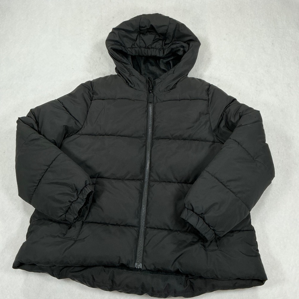 SwissTech Kids Black Hooded Puffer Jacket Quilted Winter Coat L 10-12 Plus